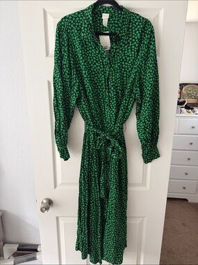 h&m green wrap dress | Dresses | Olive Satin Hm With Matte Golden Buttons Large collection:summerneutrals